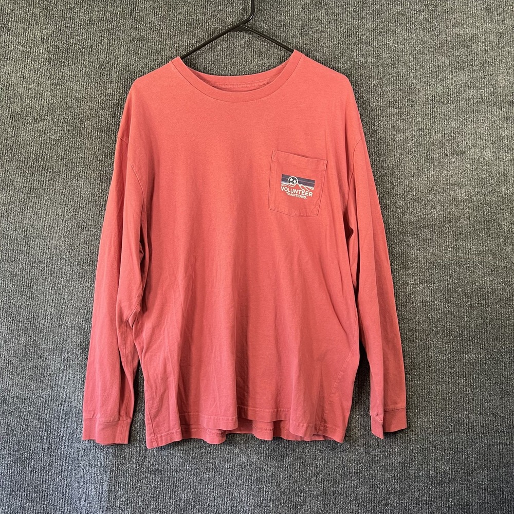 Volunteer Traditions Shirt Mens XL Long Sleeve Pocket Tee Red Tennessee Tri-Star
